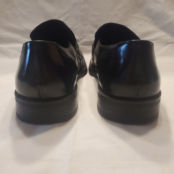 Kenneth Cole Reaction Bottoms Away Loafers Black Leather Chrome Accent Size 12 - Picture 7 of 16